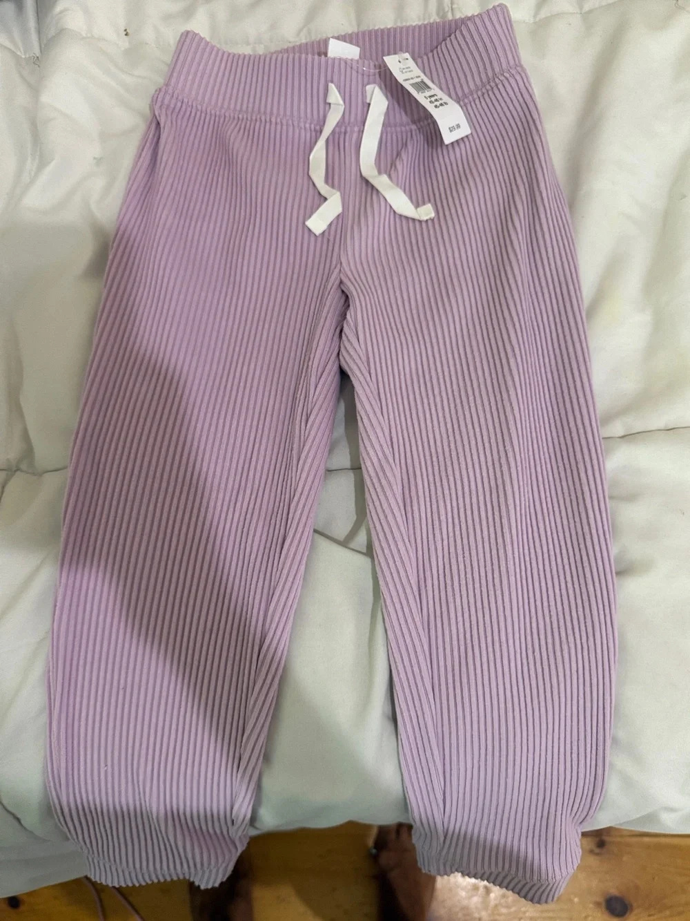 Brand new Lilac Ribbed Kids Jogger Pants with Drawstring
